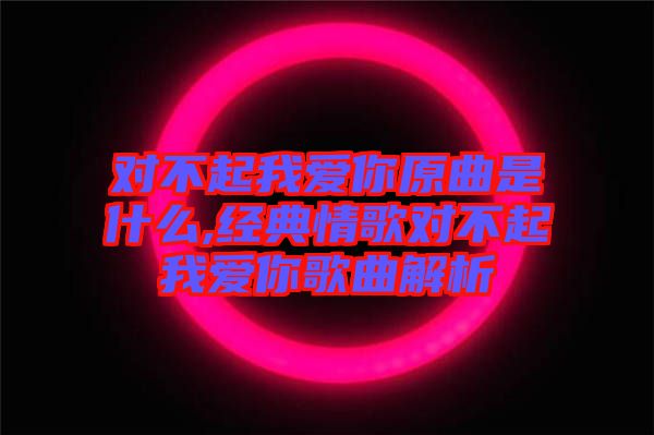 對不起我愛你原曲是什么,經(jīng)典情歌對不起我愛你歌曲解析