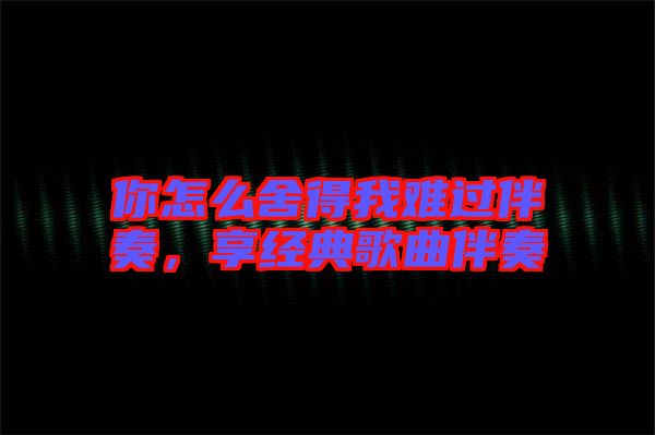 你怎么舍得我難過伴奏，享經典歌曲伴奏