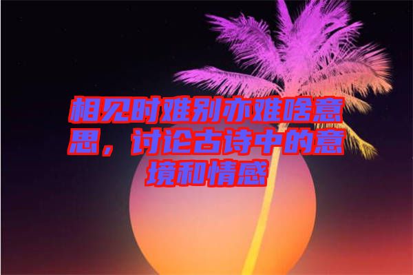 相見時(shí)難別亦難啥意思，討論古詩中的意境和情感