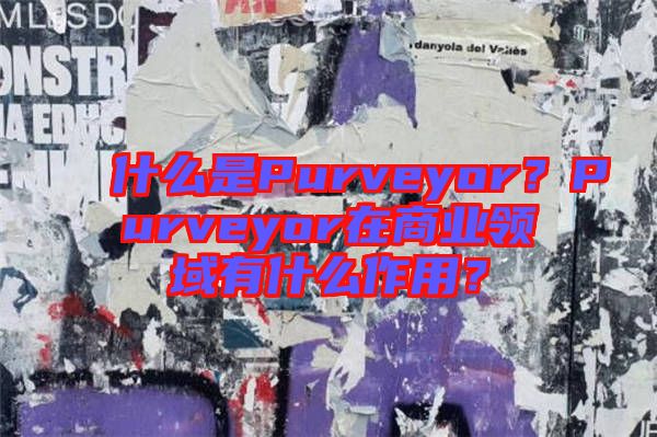 什么是Purveyor？Purveyor在商業領域有什么作用？