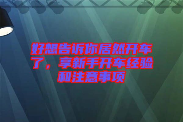 好想告訴你居然開車了，享新手開車經驗和注意事項