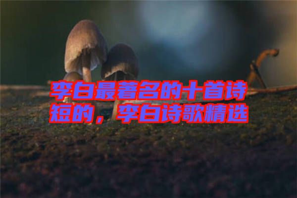 李白最著名的十首詩短的，李白詩歌精選