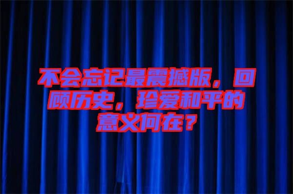 不會(huì)忘記最震撼版，回顧歷史，珍愛和平的意義何在？