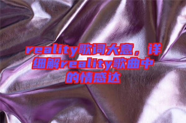 reality歌詞大意，詳細解reality歌曲中的情感達