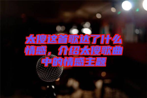 太傻這首歌達了什么情感，介紹太傻歌曲中的情感主題