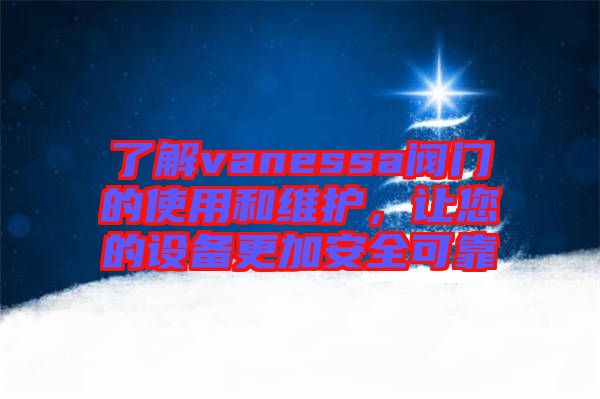 了解vanessa閥門(mén)的使用和維護(hù)，讓您的設(shè)備更加安全可靠