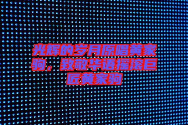 光輝的歲月原唱黃家駒，致敬華語搖滾巨匠黃家駒