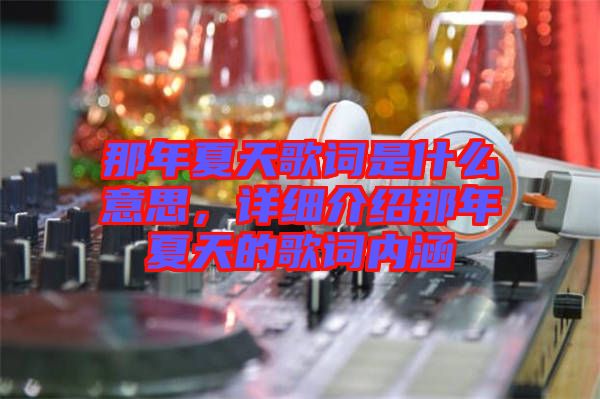 那年夏天歌詞是什么意思，詳細(xì)介紹那年夏天的歌詞內(nèi)涵