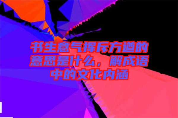 書生意氣揮斥方遒的意思是什么，解成語中的文化內涵