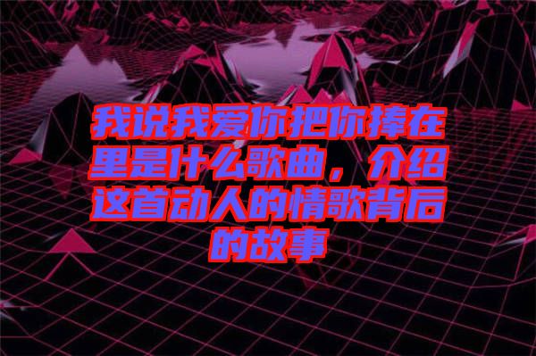 我說我愛你把你捧在里是什么歌曲，介紹這首動人的情歌背后的故事