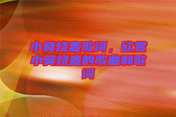 小莫燒麥歌詞，欣賞小莫燒麥的歌曲和歌詞