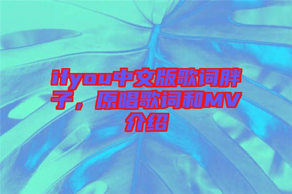 ifyou中文版歌詞胖子，原唱歌詞和MV介紹