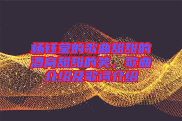 楊鈺瑩的歌曲甜甜的酒窩甜甜的笑，歌曲介紹及歌詞介紹