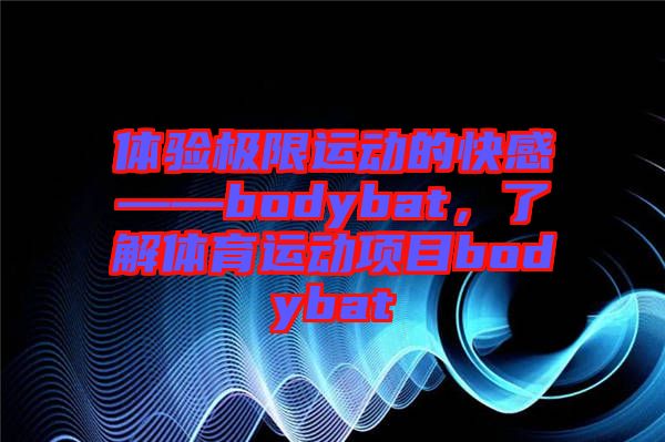 體驗極限運動的快感——bodybat，了解體育運動項目bodybat