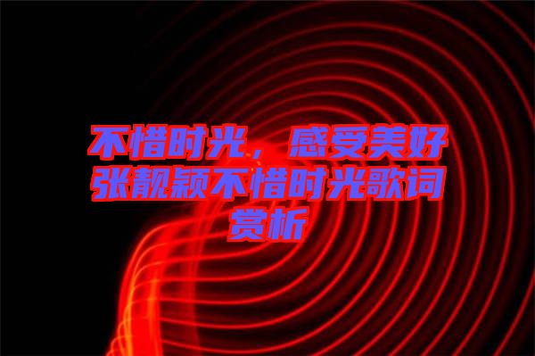 不惜時(shí)光，感受美好張靚穎不惜時(shí)光歌詞賞析