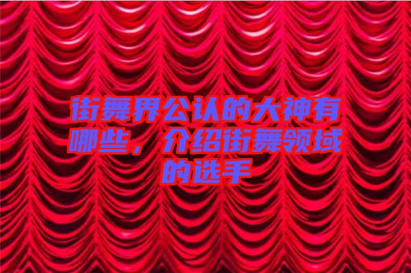 街舞界公認的大神有哪些，介紹街舞領域的選手