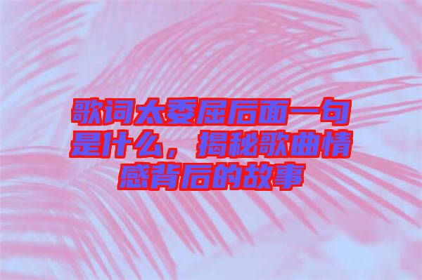 歌詞太委屈后面一句是什么，揭秘歌曲情感背后的故事