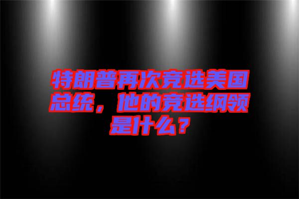 特朗普再次競選美國總統(tǒng)，他的競選綱領是什么？