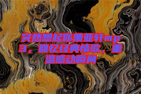 突然想起你蕭亞軒mp3，回憶經(jīng)典情歌，重溫感動瞬間