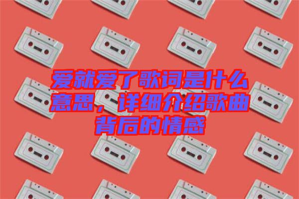 愛就愛了歌詞是什么意思，詳細介紹歌曲背后的情感