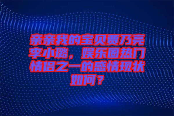 親親我的寶貝賈乃亮李小璐，娛樂圈熱門情侶之一的感情現狀如何？