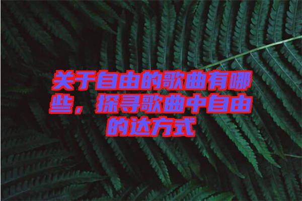 關于自由的歌曲有哪些，探尋歌曲中自由的達方式