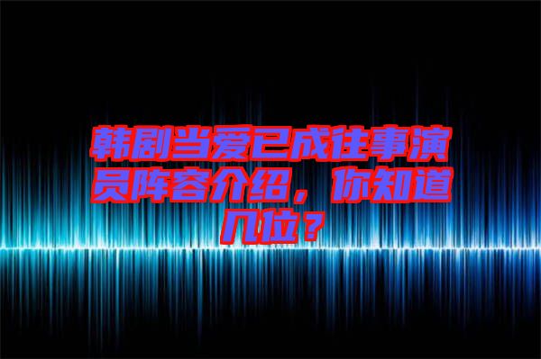 韓劇當愛已成往事演員陣容介紹，你知道幾位？