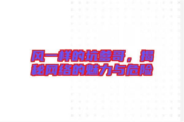 風(fēng)一樣的坑爹哥，揭秘網(wǎng)絡(luò)的魅力與危險(xiǎn)